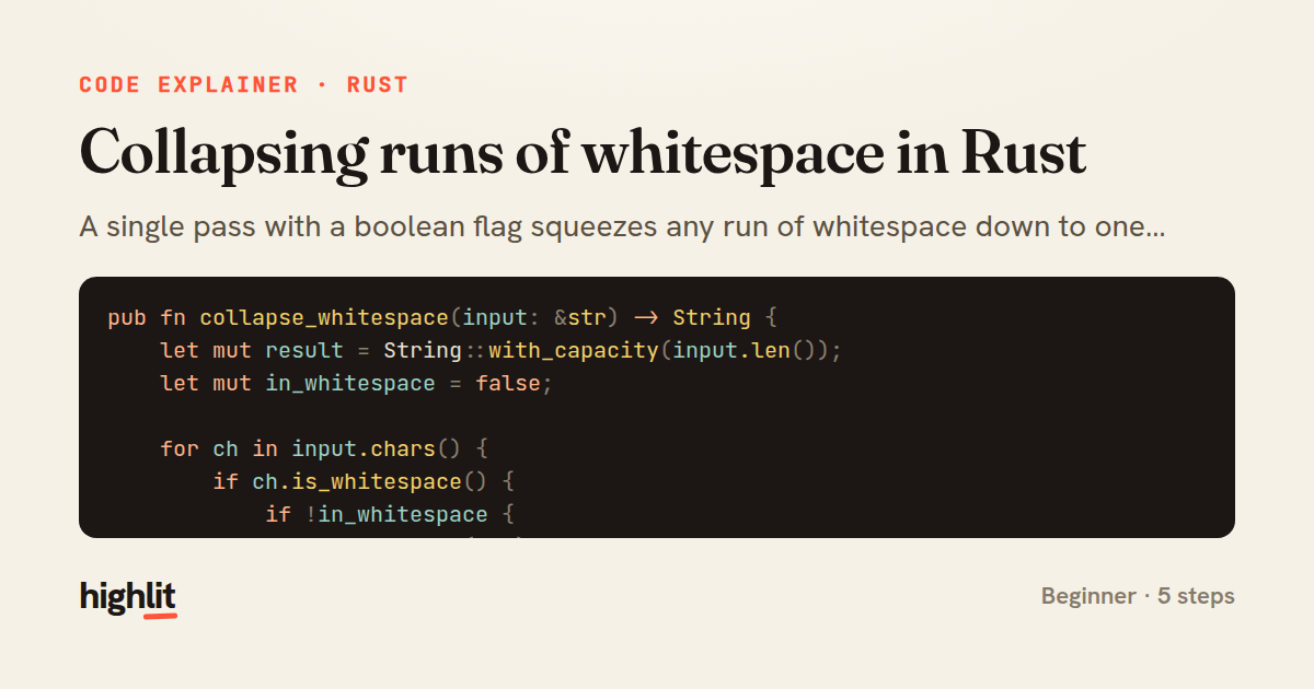 Collapsing runs of whitespace in Rust — share card