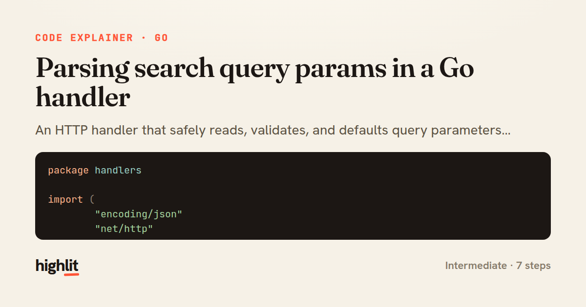 Parsing search query params in a Go handler — share card