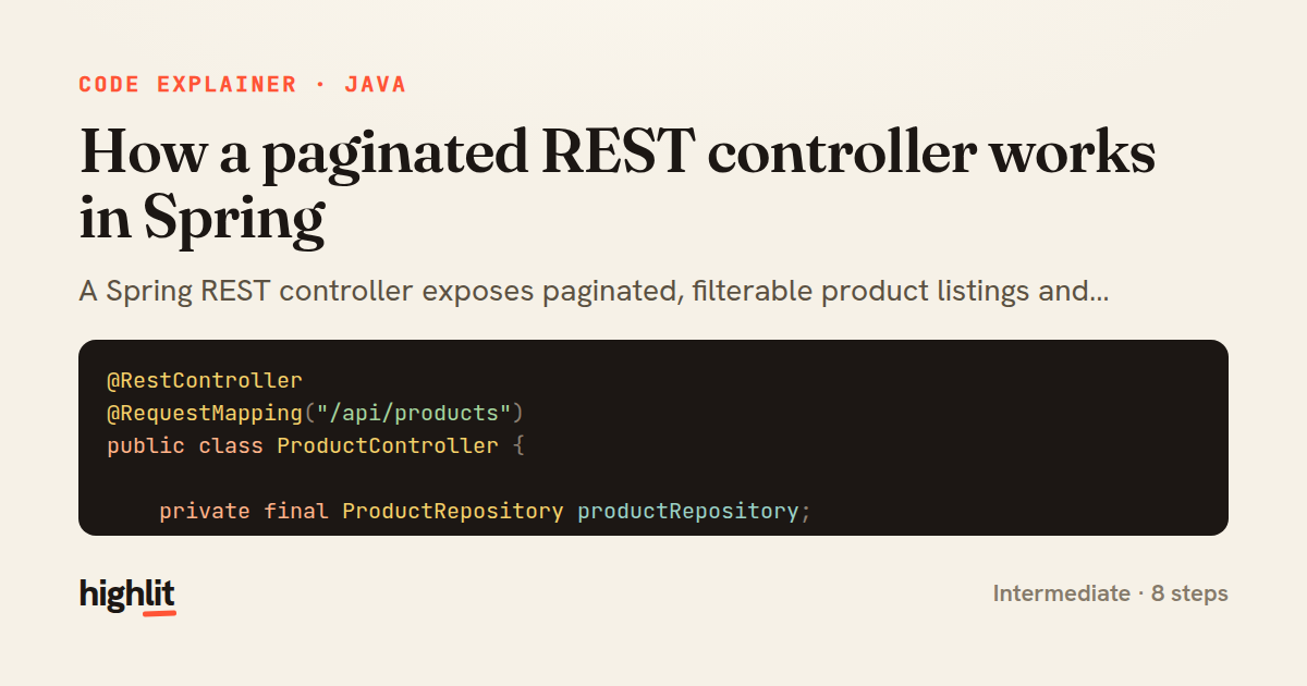 How a paginated REST controller works in Spring — share card