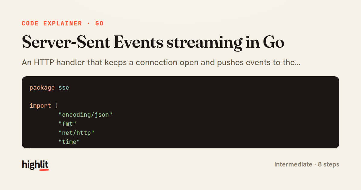 Server-Sent Events streaming in Go — share card