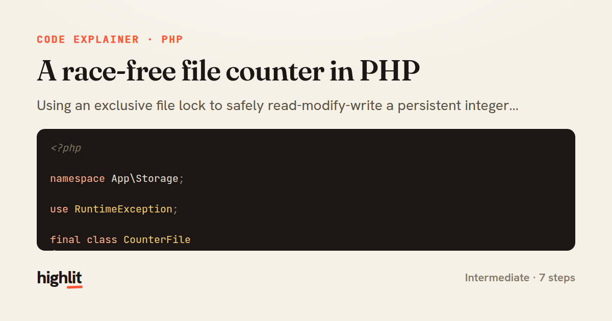 A race-free file counter in PHP — share card