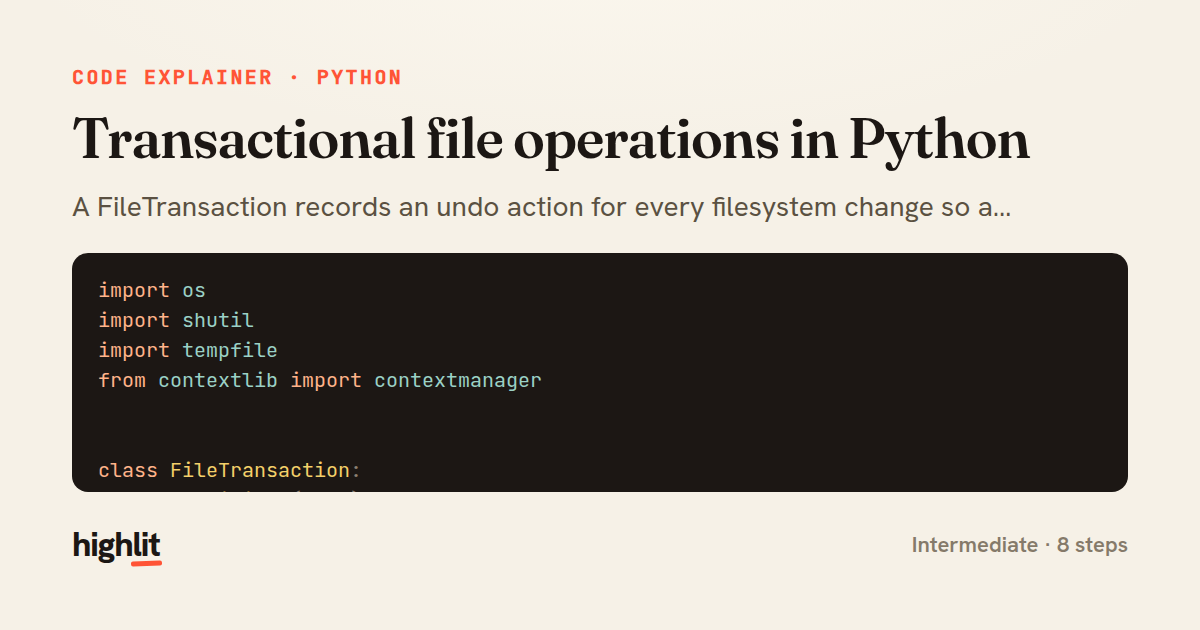 Transactional file operations in Python — share card