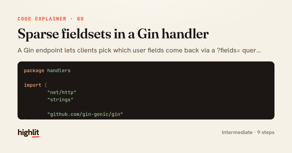 Sparse fieldsets in a Gin handler — share card