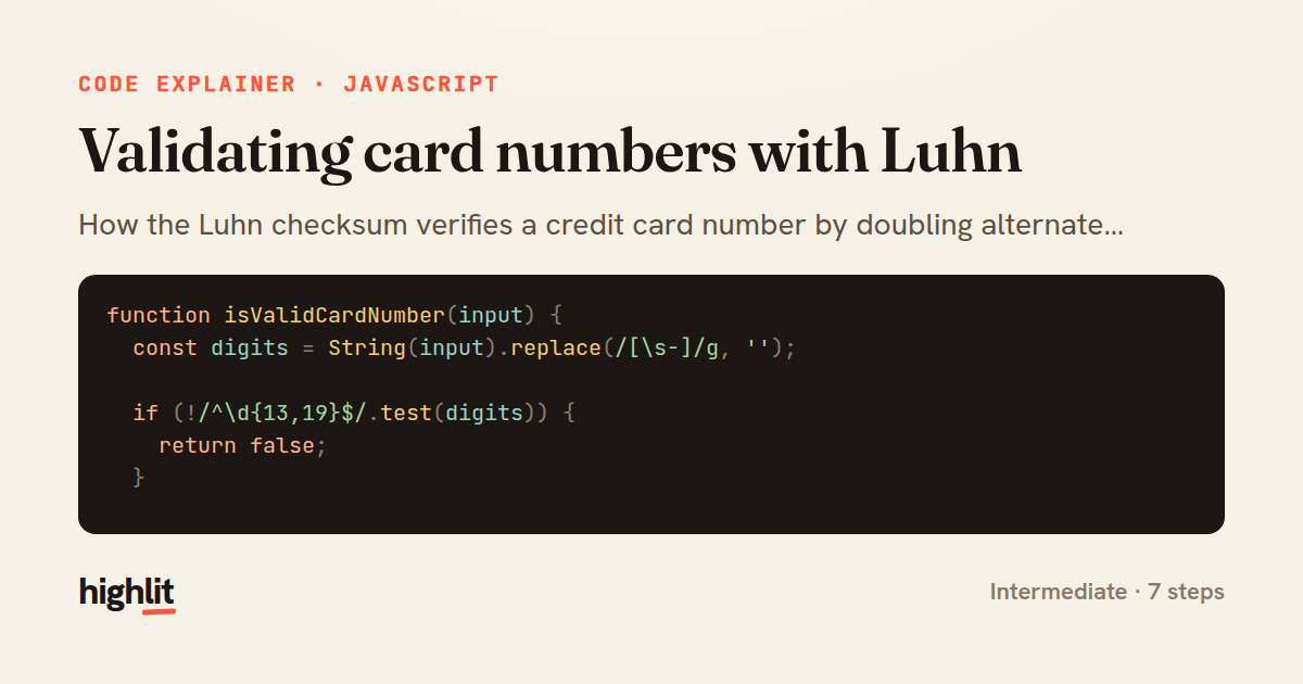 Validating card numbers with Luhn — share card