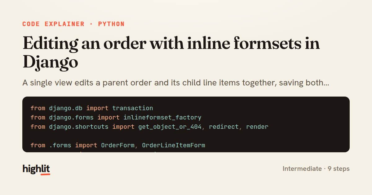 Editing an order with inline formsets in Django — share card
