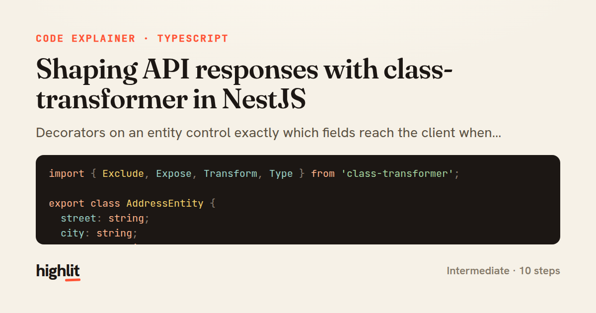 Shaping API responses with class-transformer in NestJS — share card