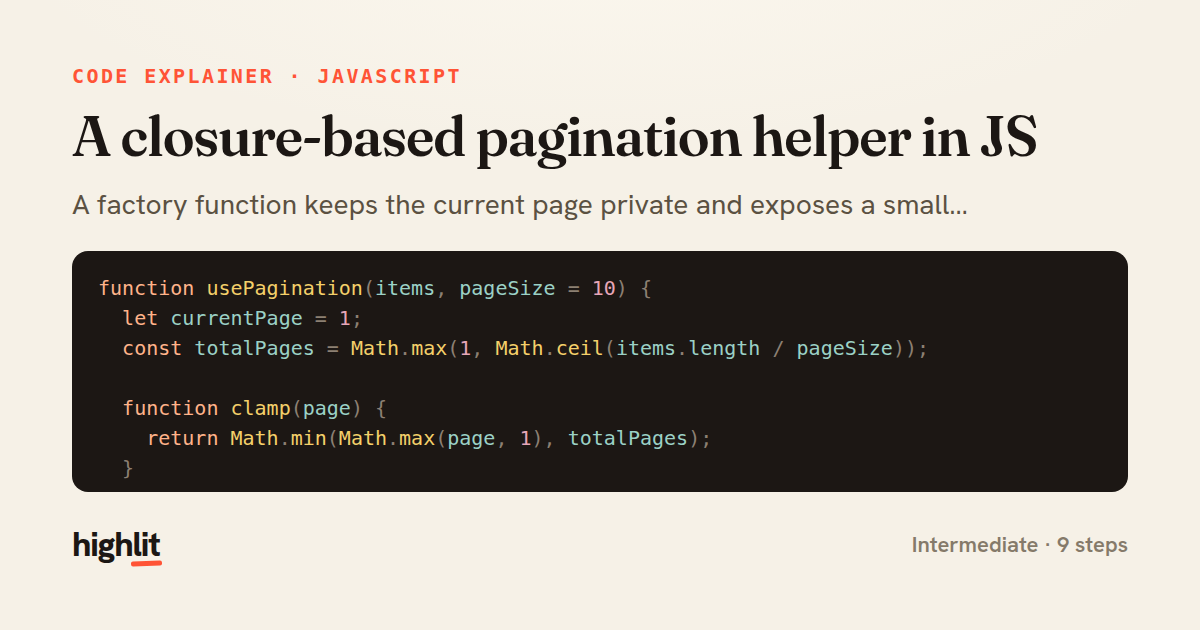 A closure-based pagination helper in JS — share card