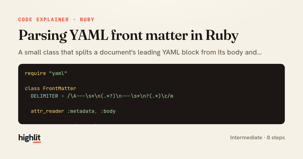 Parsing YAML front matter in Ruby — share card