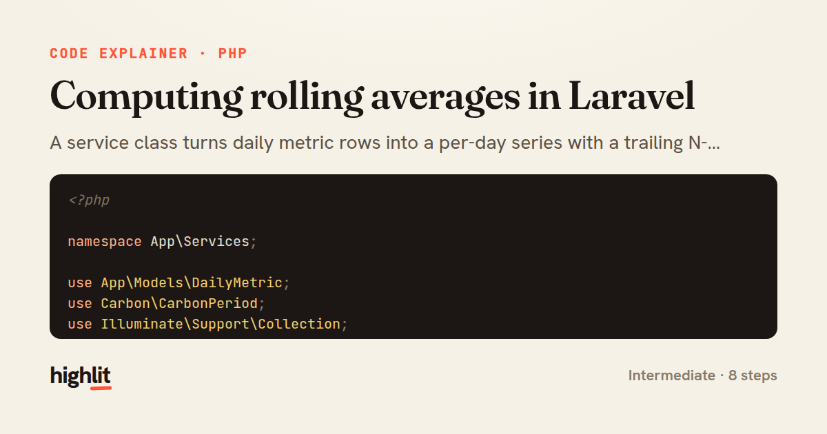 Computing rolling averages in Laravel — share card