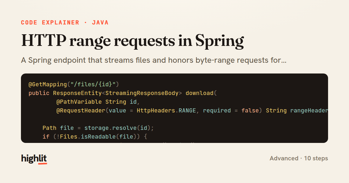 HTTP range requests in Spring — share card