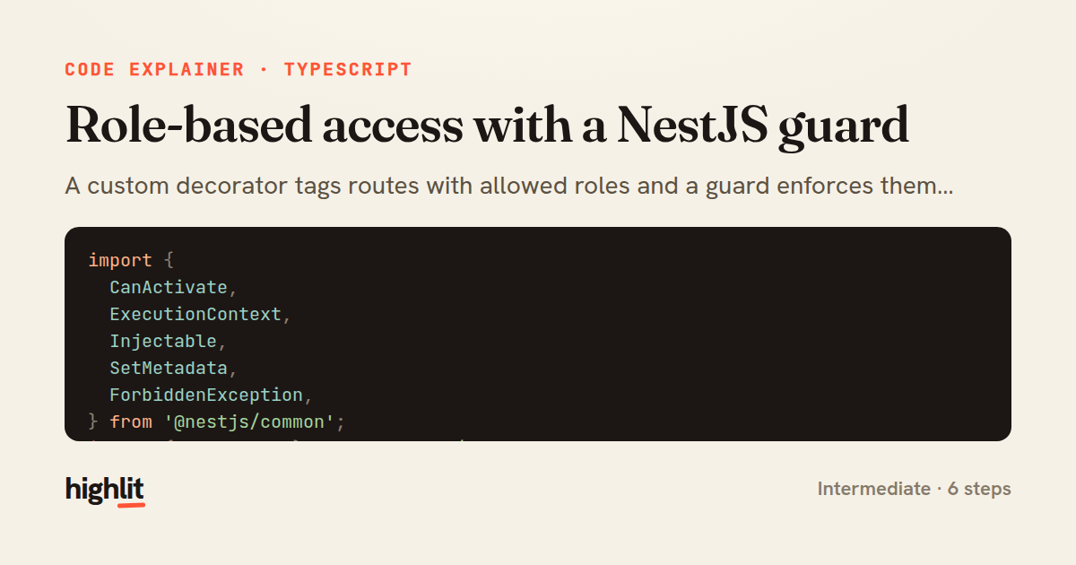 Role-based access with a NestJS guard — share card
