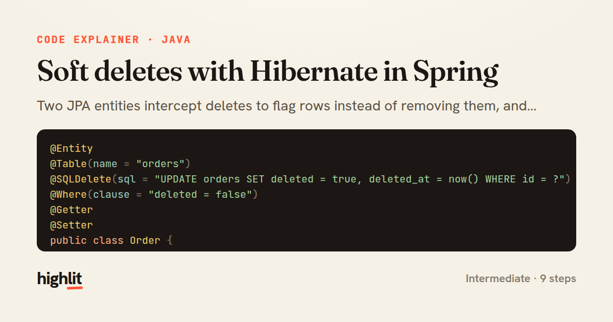 Soft deletes with Hibernate in Spring — share card