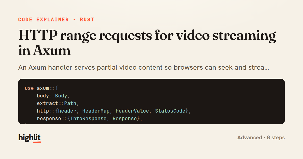 HTTP range requests for video streaming in Axum — share card