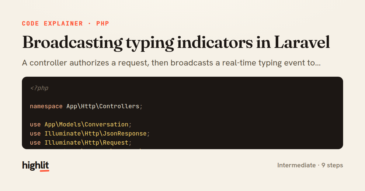 Broadcasting typing indicators in Laravel — share card