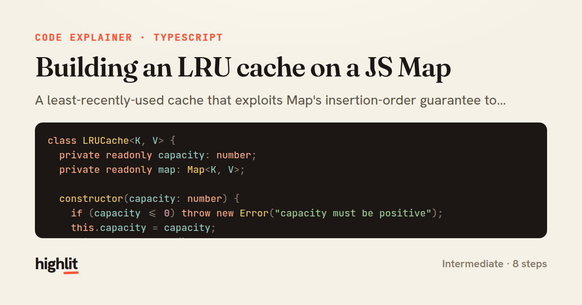 Building an LRU cache on a JS Map — share card