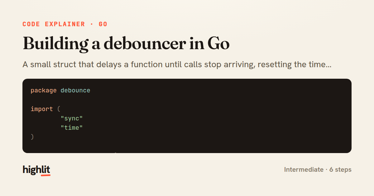 Building a debouncer in Go — share card