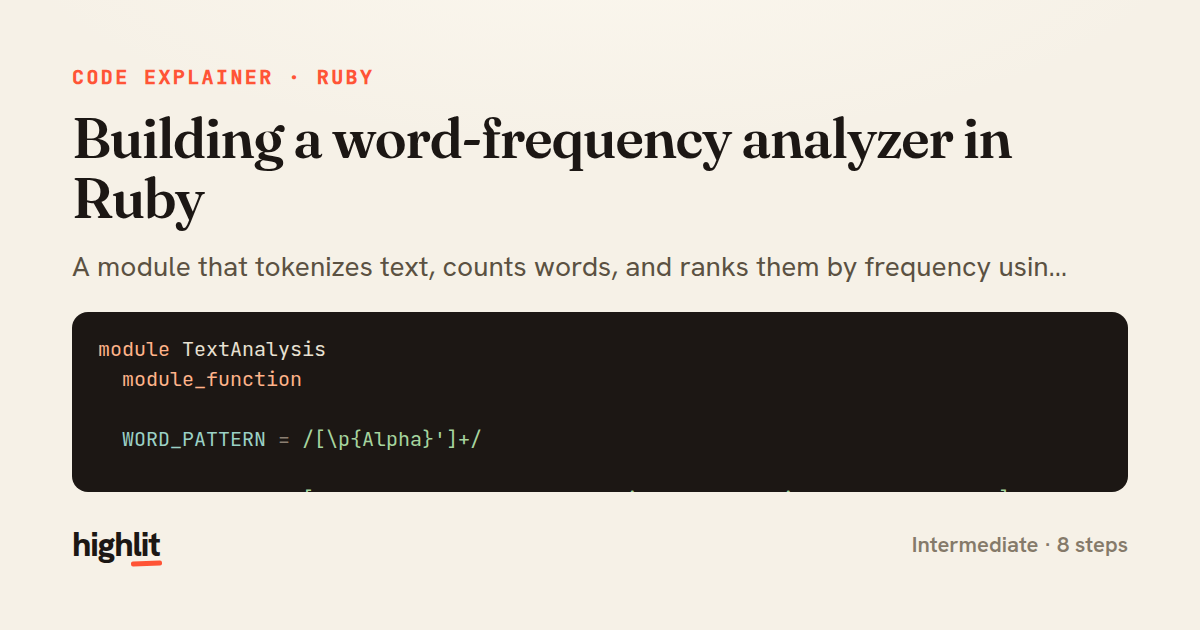 Building a word-frequency analyzer in Ruby — share card