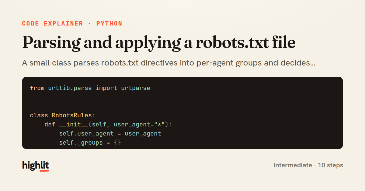 Parsing and applying a robots.txt file — share card