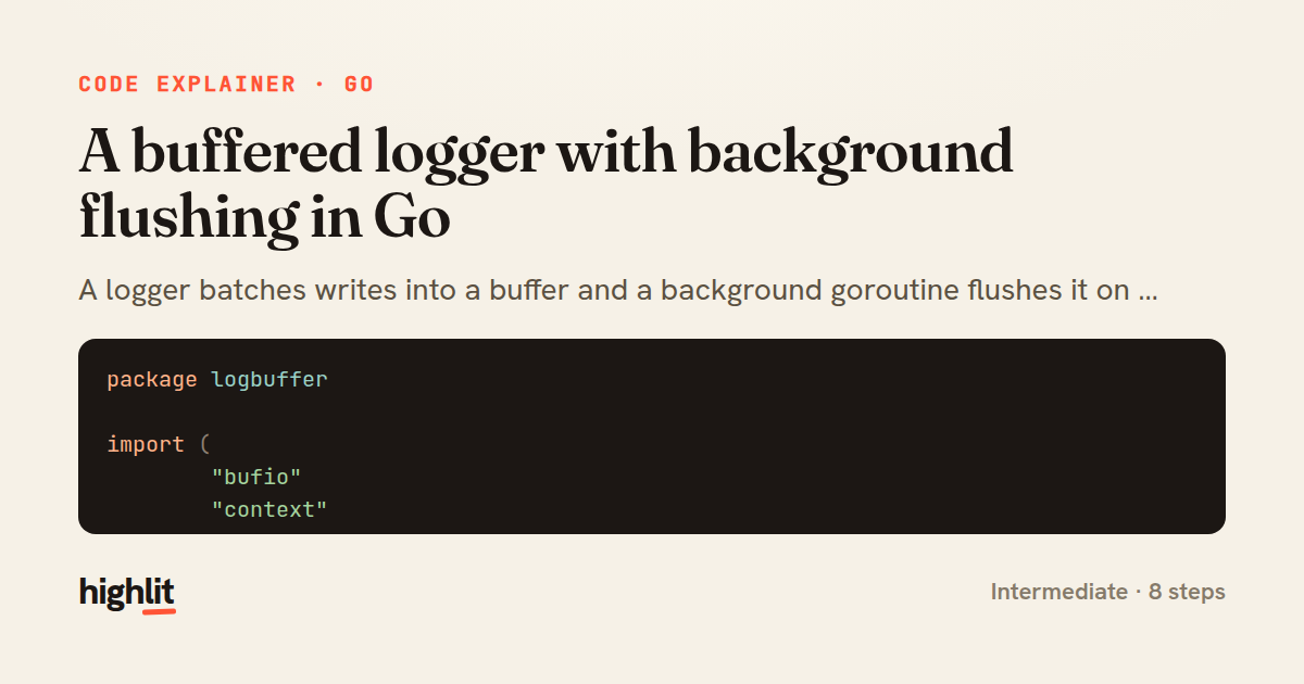 A buffered logger with background flushing in Go — share card