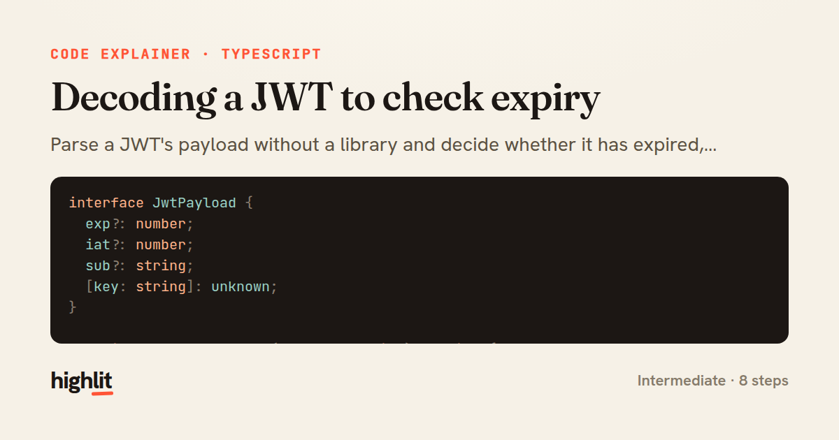 Decoding a JWT to check expiry — share card