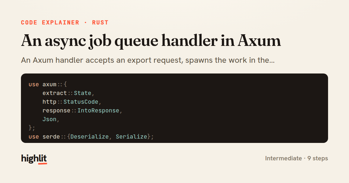 An async job queue handler in Axum — share card