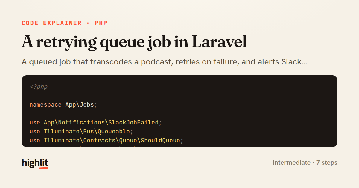A retrying queue job in Laravel — share card