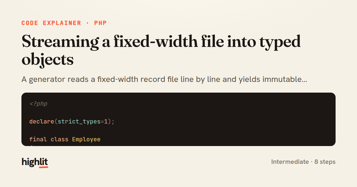 Streaming a fixed-width file into typed objects — share card