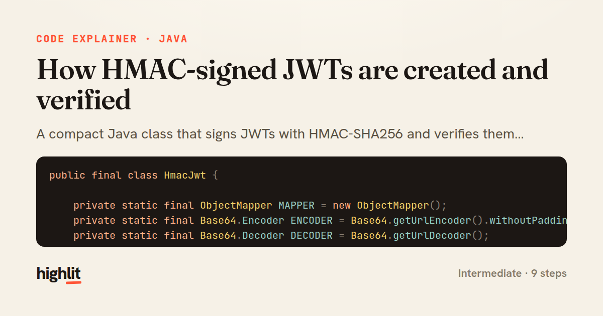 How HMAC-signed JWTs are created and verified — share card