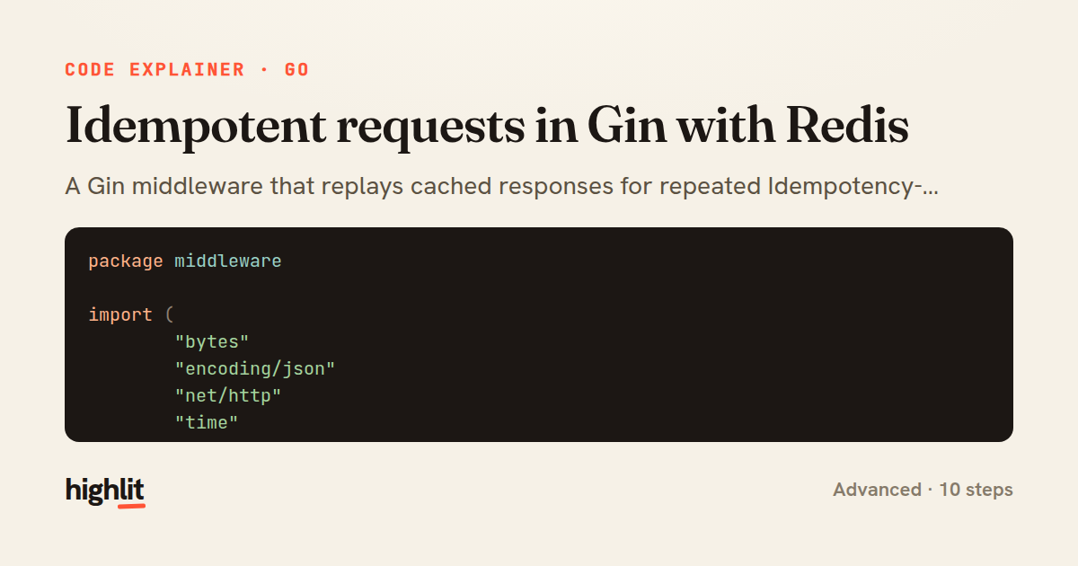 Idempotent requests in Gin with Redis — share card