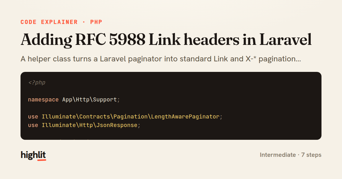 Adding RFC 5988 Link headers in Laravel — share card