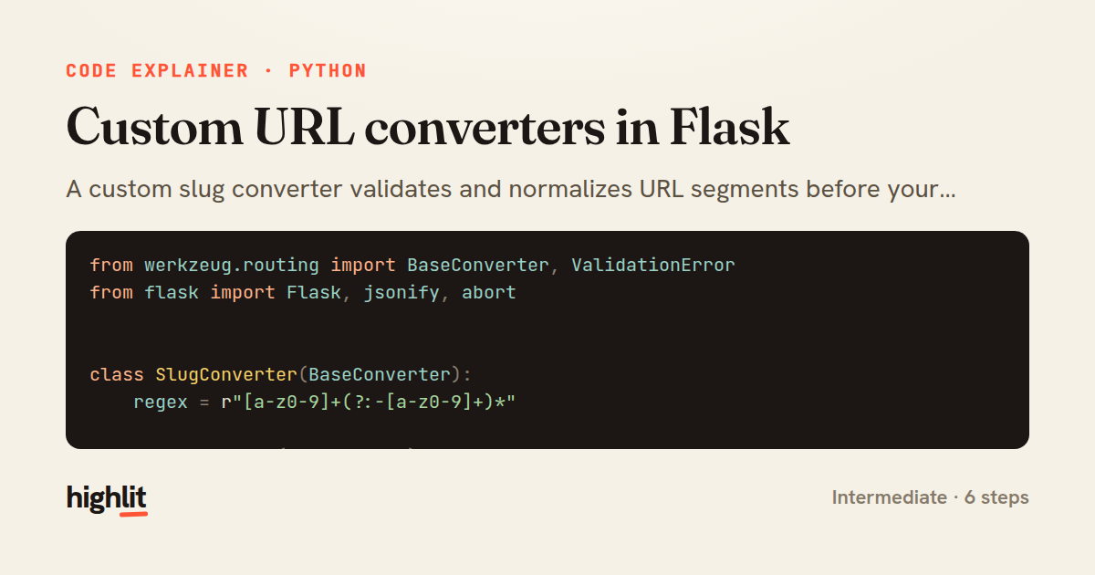 Custom URL converters in Flask — share card