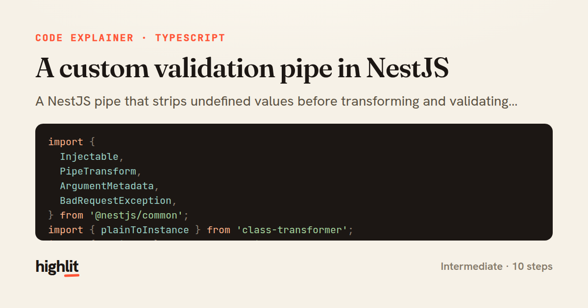 A custom validation pipe in NestJS — share card