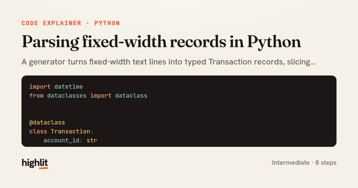 Parsing fixed-width records in Python — share card