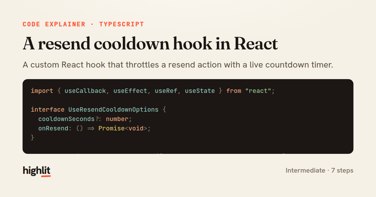 A resend cooldown hook in React — share card