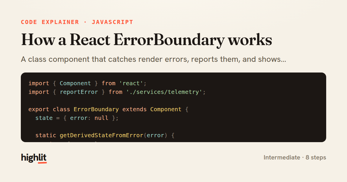 How a React ErrorBoundary works — share card