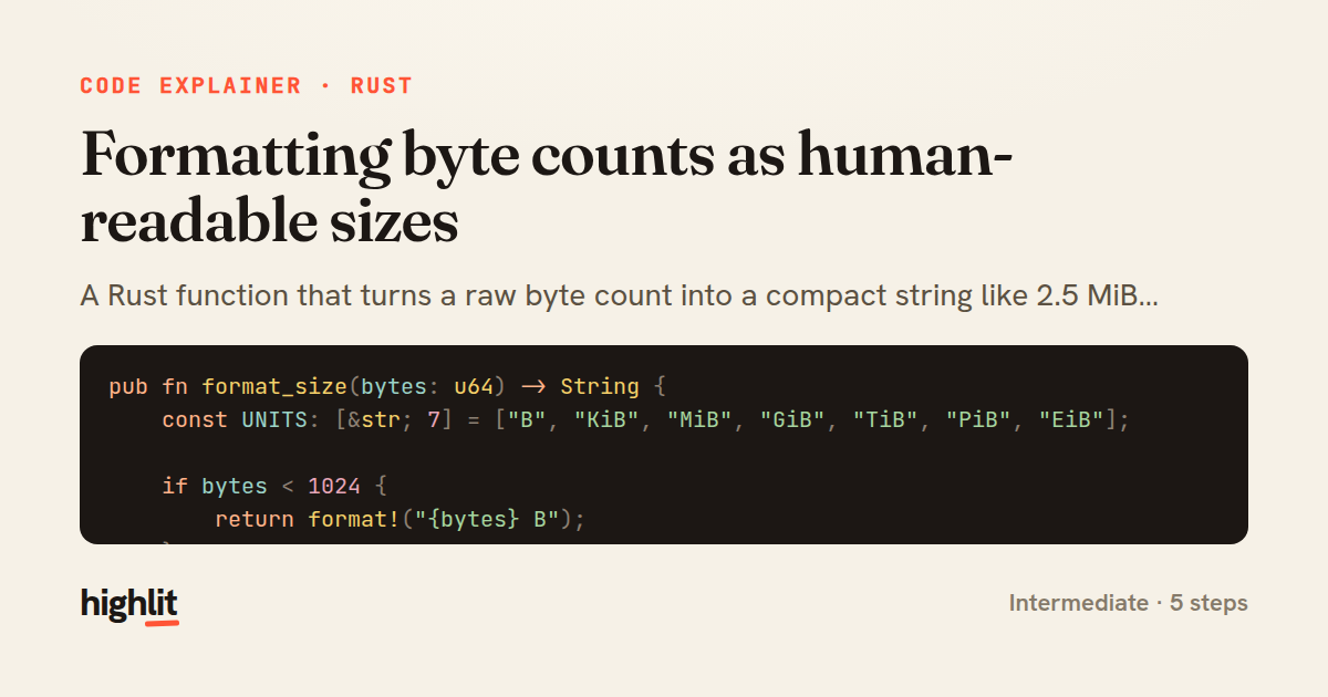 Formatting byte counts as human-readable sizes — share card