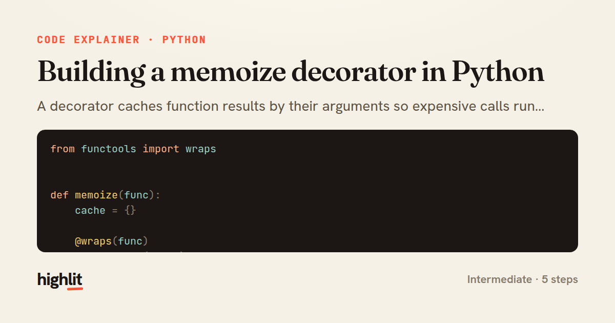 Building a memoize decorator in Python — share card