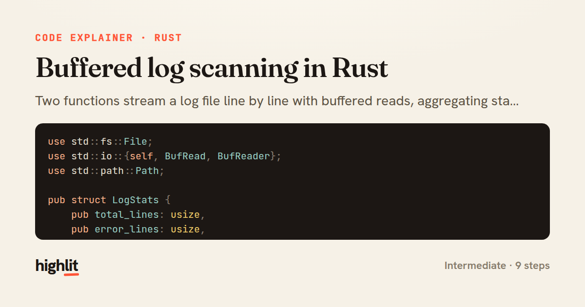 Buffered log scanning in Rust — share card