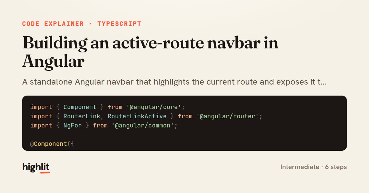 Building an active-route navbar in Angular — share card