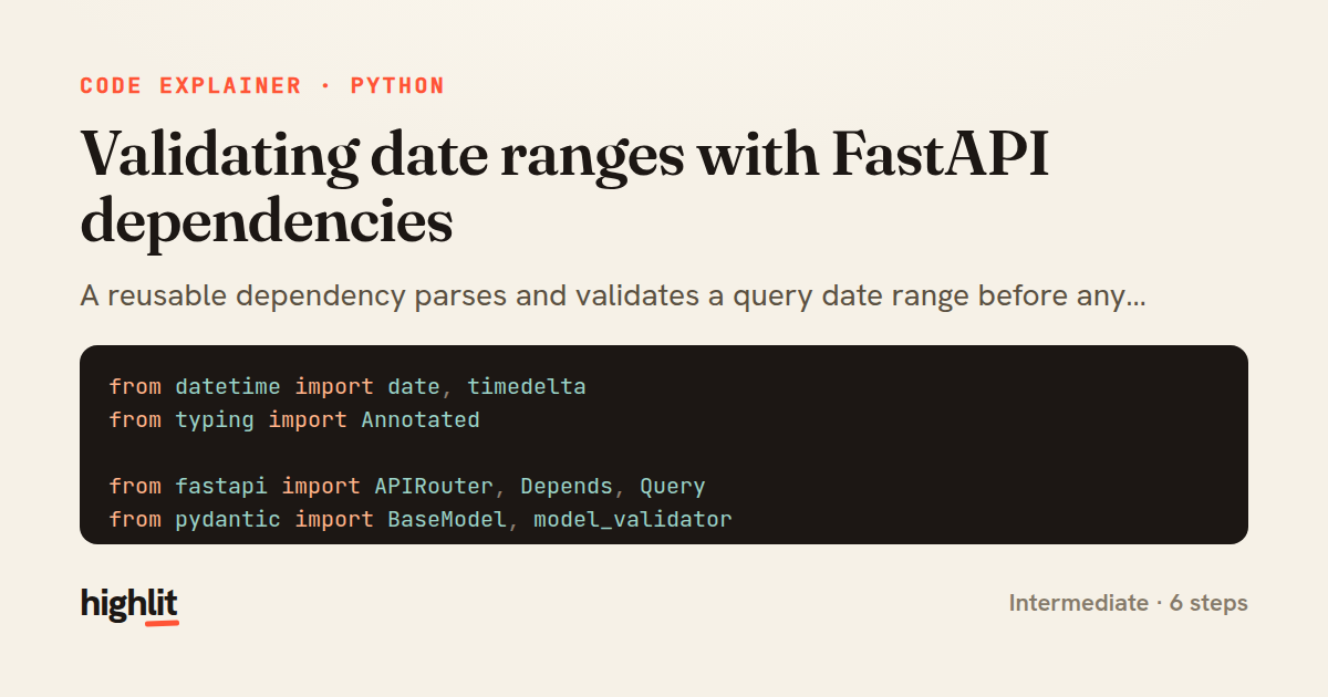 Validating date ranges with FastAPI dependencies — share card