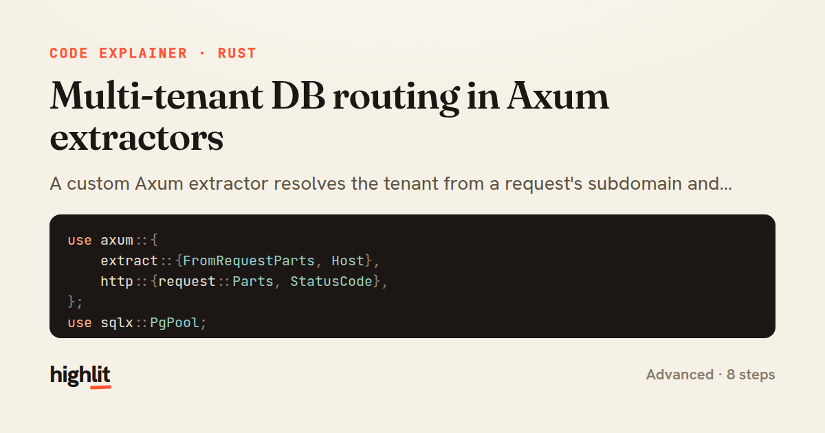 Multi-tenant DB routing in Axum extractors — share card