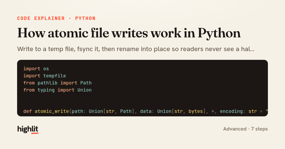 How atomic file writes work in Python — share card