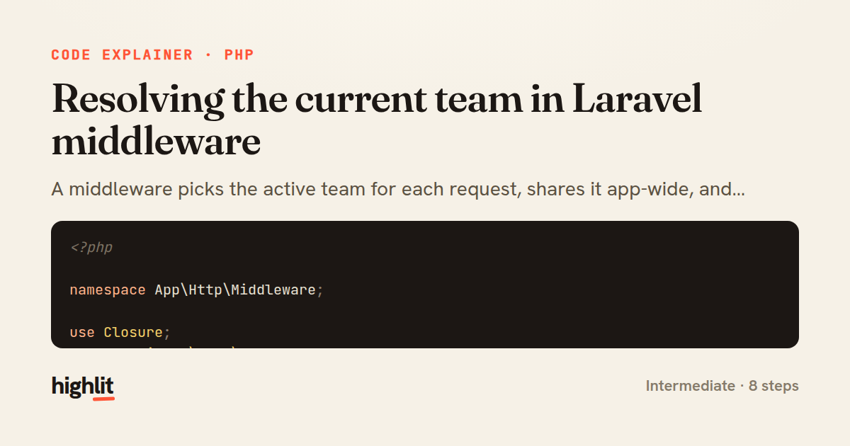 Resolving the current team in Laravel middleware — share card
