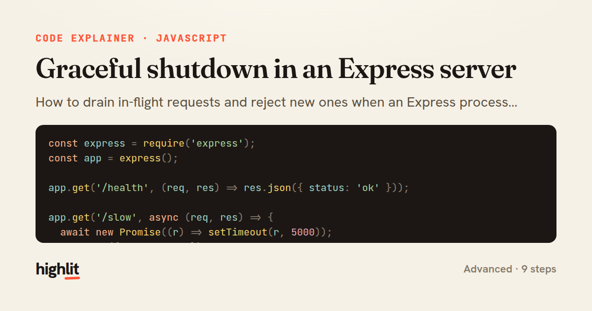 Graceful shutdown in an Express server — share card