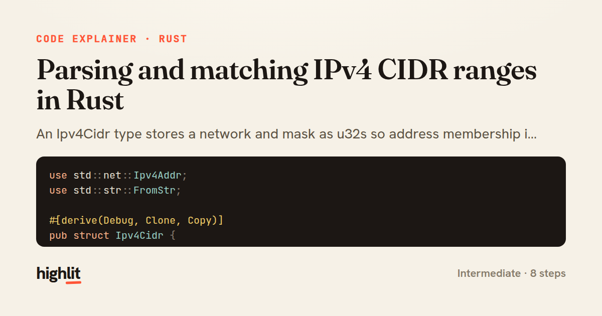 Parsing and matching IPv4 CIDR ranges in Rust — share card