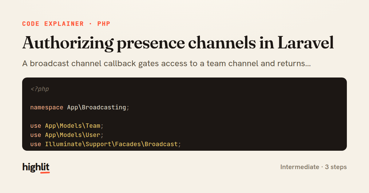 Authorizing presence channels in Laravel — share card