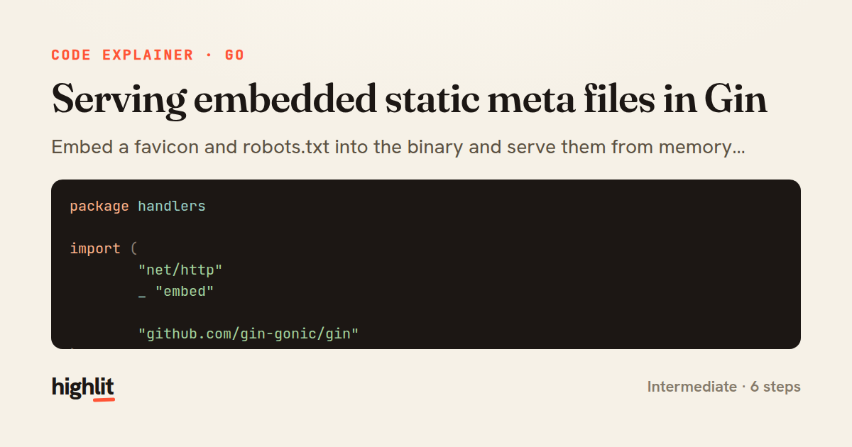 Serving embedded static meta files in Gin — share card