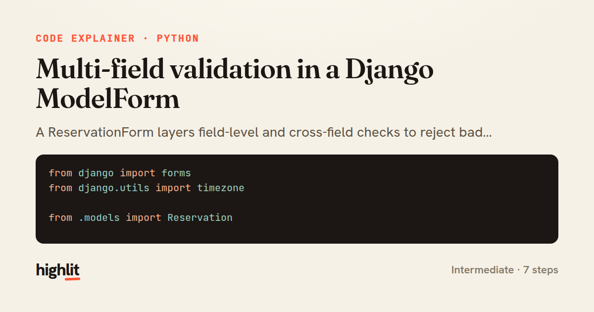 Multi-field validation in a Django ModelForm — share card
