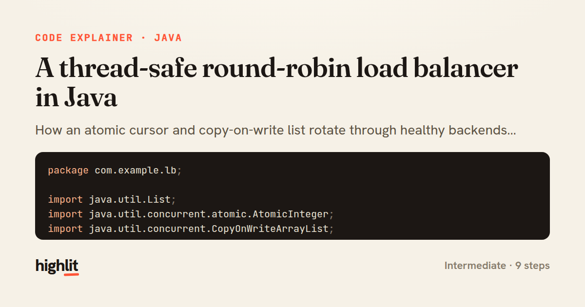 A thread-safe round-robin load balancer in Java — share card