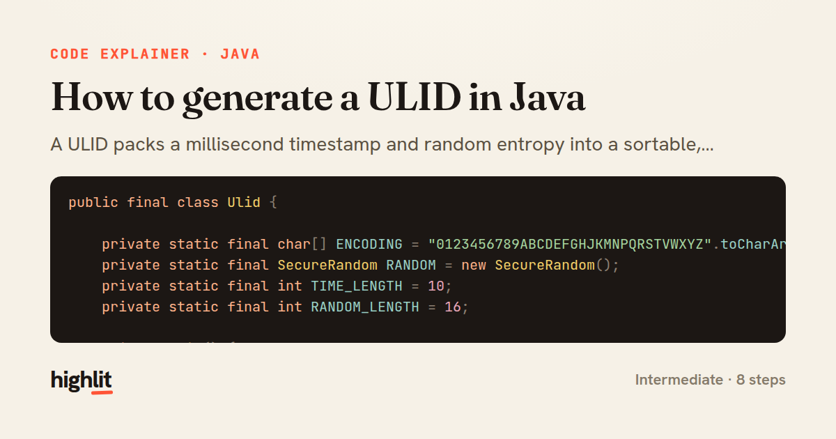 How to generate a ULID in Java — share card